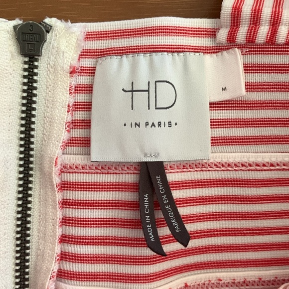 Anthropologie HD in Paris Cabana Peplum Bandage Striped Red White Blouse Medium - Picture 6 of 14